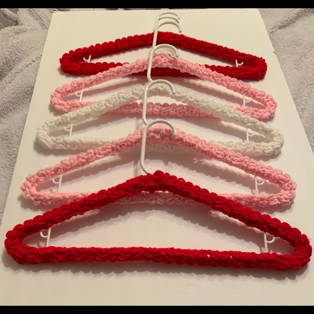 Clothes Hangers Red/Pink/White Set of Five (5)